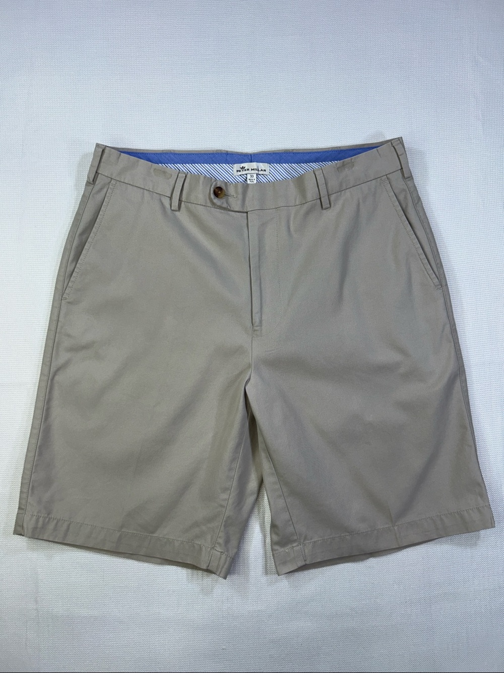 Peter Millar Men’s Khaki Flat Front Golf Shorts Size 33 Classic Fit